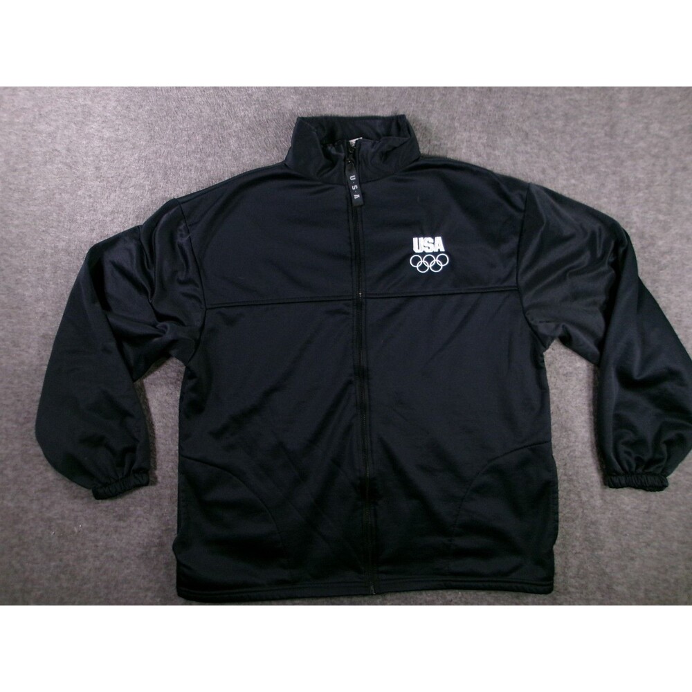 United States Olympic Committee Jacket Men Extra Large Black Full Zip USA Made